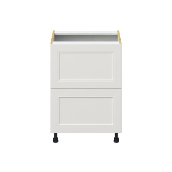 Wisteria Painted Light Gray Recessed Assembled Base Cabinet with 2 Drawers (24 in. W x 34.5 in. H x 24 in. D)