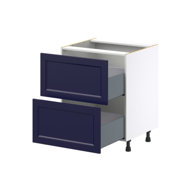 Camellia Painted Midnight Blue Recessed Assembled Base Cabinet with 2 Drawers (27in. W X 34.5 in. H X 24 in. D)