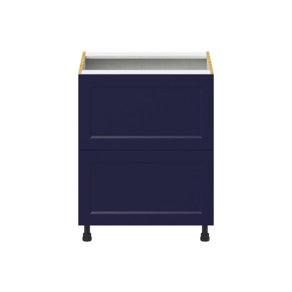 Camellia Painted Midnight Blue Recessed Assembled Base Cabinet with 2 Drawers (27in. W X 34.5 in. H X 24 in. D)