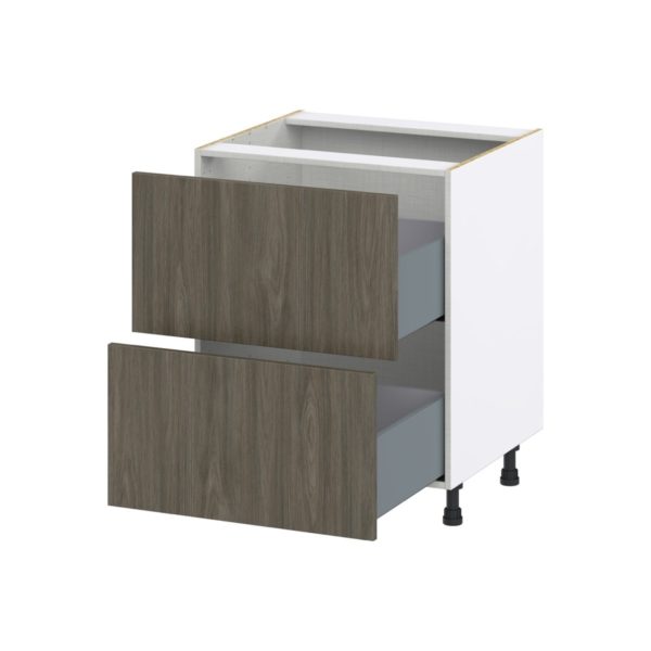 Cordyline Textured Slab Walnut Assembled Base Cabinet with 2 Drawers (27in. W X 34.5 in. H X 24 in. D)