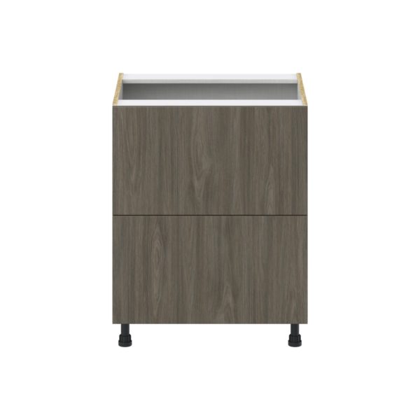 Cordyline Textured Slab Walnut Assembled Base Cabinet with 2 Drawers (27in. W X 34.5 in. H X 24 in. D)