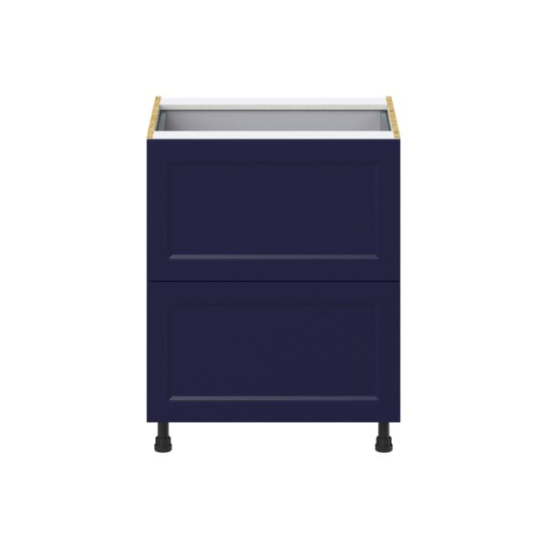 Camellia Painted Midnight Blue Recessed Assembled Base Cabinet with 2 Drawers and a Inner Drawer (27 in. W X 34.5 in. H X 24 in. D)