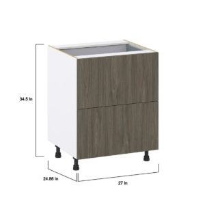 Cordyline Textured Slab Walnut Assembled Base Cabinet with 2 Drawers and a Inner Drawer (27 in. W X 34.5 in. H X 24 in. D)