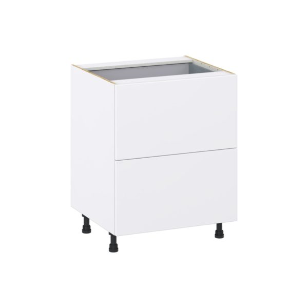 Lily Bright White  Slab Assembled Base Cabinet with 2 Drawers and a Inner Drawer (27 in. W X 34.5 in. H X 24 in. D)