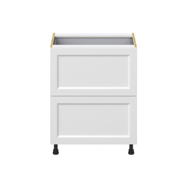 Magnolia Painted Bright White Recessed Assembled Base Cabinet with 2 Drawers and a Inner Drawer (27 in. W X 34.5 in. H X 24 in. D)