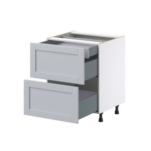 Sea Holly Light Gray  Shaker Assembled Base Cabinet with 2 Drawers and a Inner Drawer (27 in. W X 34.5 in. H X 24 in. D)