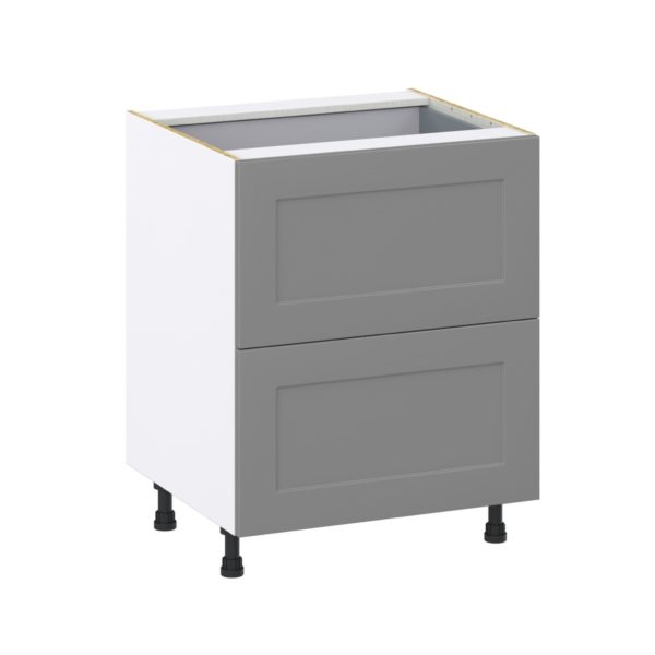 Willow Painted Slate Gray  Shaker Assembled Base Cabinet with 2 Drawers and a Inner Drawer (27 in. W X 34.5 in. H X 24 in. D)