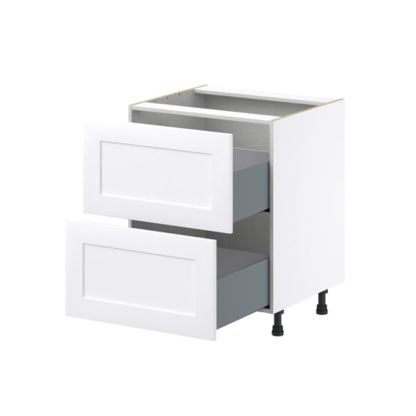 Jasmine Painted Warm White  Shaker Assembled Base Cabinet with 2 Drawers (27in. W X 34.5 in. H X 24 in. D)