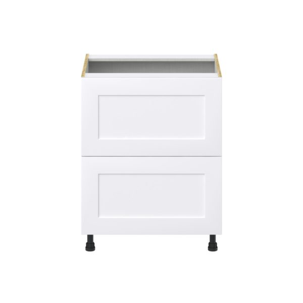 Jasmine Painted Warm White  Shaker Assembled Base Cabinet with 2 Drawers (27in. W X 34.5 in. H X 24 in. D)