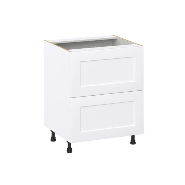 Jasmine Painted Warm White  Shaker Assembled Base Cabinet with 2 Drawers (27in. W X 34.5 in. H X 24 in. D)