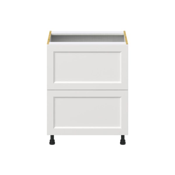 Magnolia Painted Bright White Recessed Assembled Base Cabinet with 2 Drawers (27in. W X 34.5 in. H X 24 in. D)