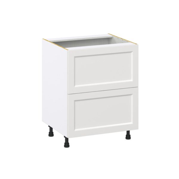 Magnolia Painted Bright White Recessed Assembled Base Cabinet with 2 Drawers (27in. W X 34.5 in. H X 24 in. D)