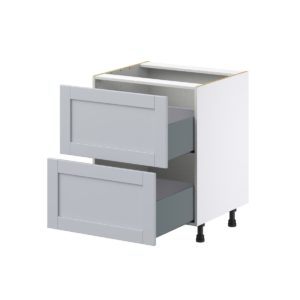 Sea Holly Light Gray  Shaker Assembled Base Cabinet with 2 Drawers (27in. W X 34.5 in. H X 24 in. D)