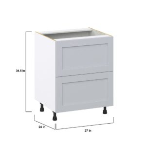 Sea Holly Light Gray  Shaker Assembled Base Cabinet with 2 Drawers (27in. W X 34.5 in. H X 24 in. D)