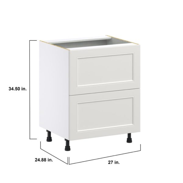 Wisteria Painted Light Gray Recessed Assembled Base Cabinet with 2 Drawers (27in. W X 34.5 in. H X 24 in. D)