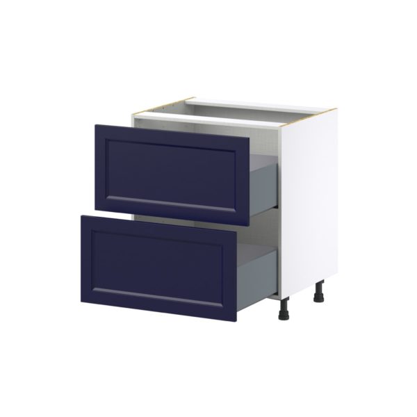 Camellia Painted Midnight Blue Recessed Assembled Base Cabinet with 2 Drawers (30 in. W x 34.5 in. H x 24 in. D)