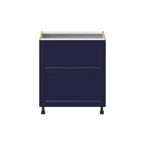 Camellia Painted Midnight Blue Recessed Assembled Base Cabinet with 2 Drawers (30 in. W x 34.5 in. H x 24 in. D)