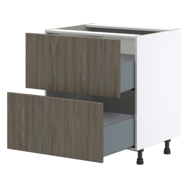 Cordyline Textured Slab Walnut Assembled Base Cabinet with 2 Drawers (30 in. W x 34.5 in. H x 24 in. D)