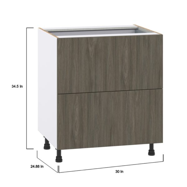 Cordyline Textured Slab Walnut Assembled Base Cabinet with 2 Drawers and 1 Inner Drawer (30 in. W x 34.5 in. H x 24 in. D)