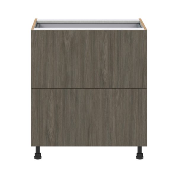 Cordyline Textured Slab Walnut Assembled Base Cabinet with 2 Drawers and 1 Inner Drawer (30 in. W x 34.5 in. H x 24 in. D)