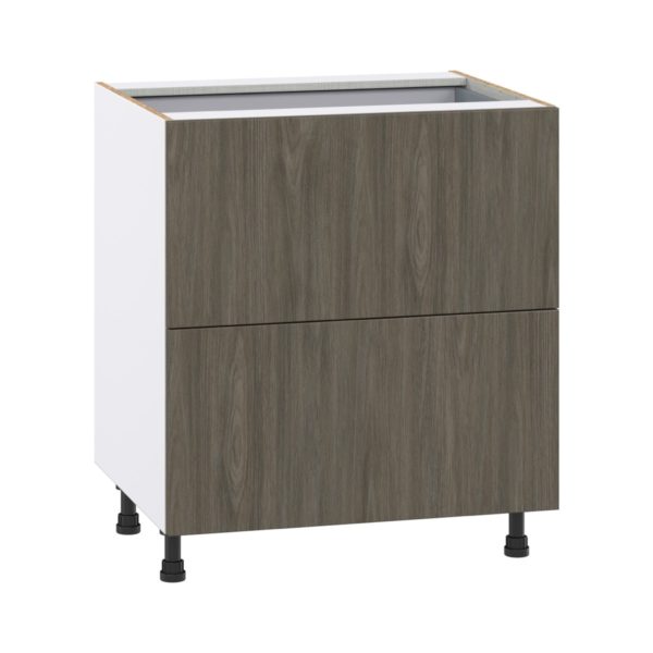 Cordyline Textured Slab Walnut Assembled Base Cabinet with 2 Drawers and 1 Inner Drawer (30 in. W x 34.5 in. H x 24 in. D)