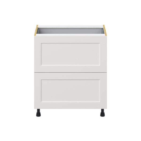 Wisteria Painted Light Gray Recessed Assembled Base Cabinet with 2 Drawers and 1 Inner Drawer (30 in. W x 34.5 in. H x 24 in. D)