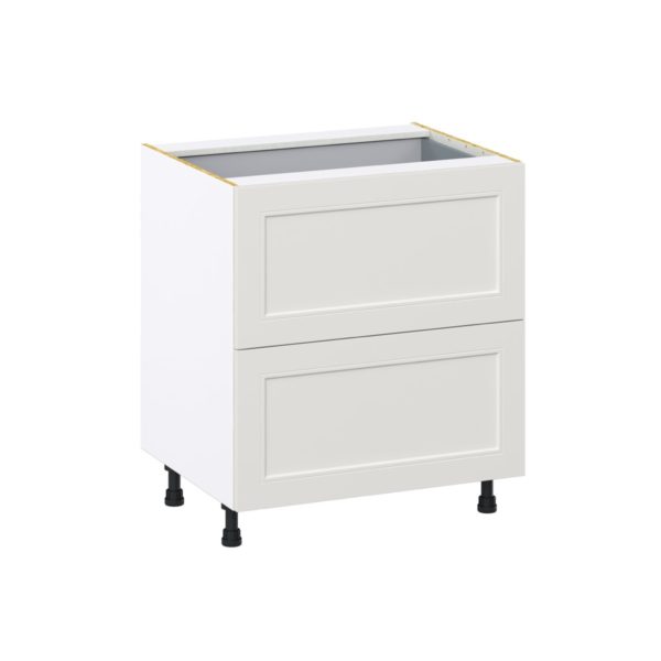 Wisteria Painted Light Gray Recessed Assembled Base Cabinet with 2 Drawers and 1 Inner Drawer (30 in. W x 34.5 in. H x 24 in. D)