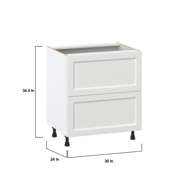 Magnolia Painted Bright White Recessed Assembled Base Cabinet with 2 Drawers (30 in. W x 34.5 in. H x 24 in. D)