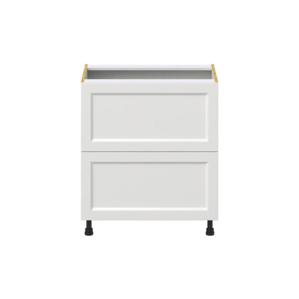 Magnolia Painted Bright White Recessed Assembled Base Cabinet with 2 Drawers (30 in. W x 34.5 in. H x 24 in. D)