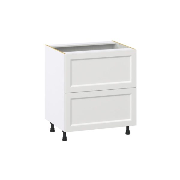 Magnolia Painted Bright White Recessed Assembled Base Cabinet with 2 Drawers (30 in. W x 34.5 in. H x 24 in. D)