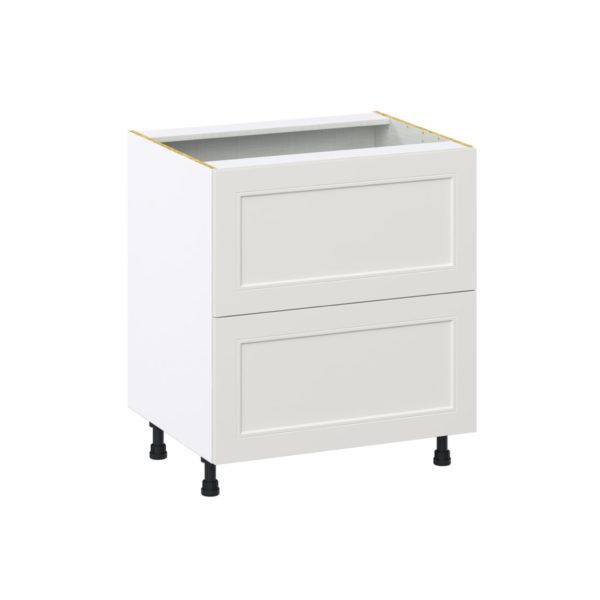 Wisteria Painted Light Gray Recessed Assembled Base Cabinet with 2 Drawers (30 in. W x 34.5 in. H x 24 in. D)