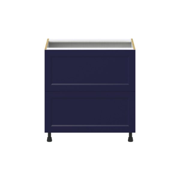 Camellia Painted Midnight Blue Recessed Assembled Base Cabinet with 2 Drawers (33 in. W X 34.5 in. H X 24 in. D)