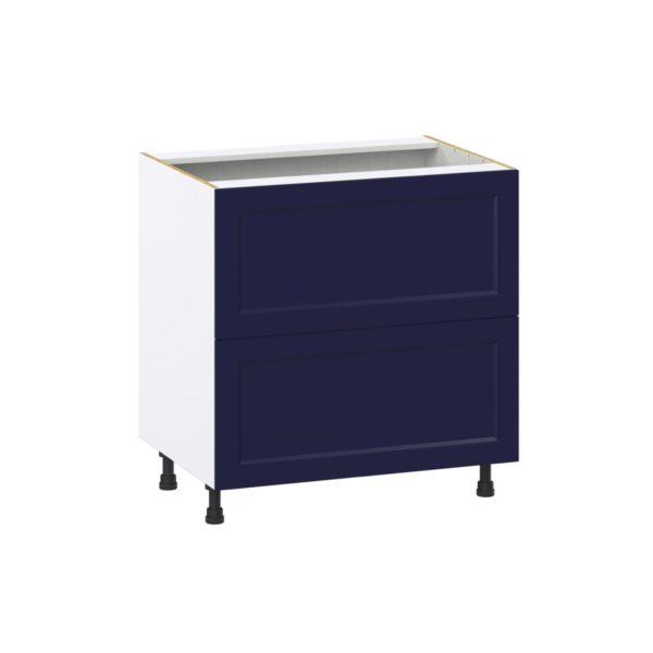 Camellia Painted Midnight Blue Recessed Assembled Base Cabinet with 2 Drawers (33 in. W X 34.5 in. H X 24 in. D)