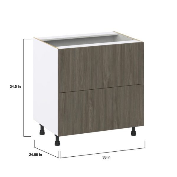 Cordyline Textured Slab Walnut Assembled Base Cabinet with 2 Drawers (33 in. W X 34.5 in. H X 24 in. D)