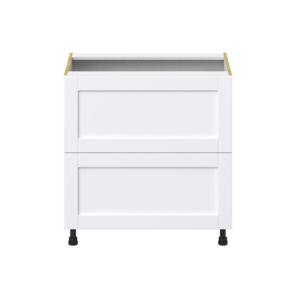 Dahlia Bright White  Shaker Assembled Base Cabinet with 2 Drawers (33 in. W X 34.5 in. H X 24 in. D)