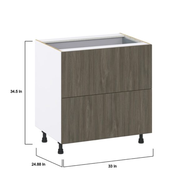 Cordyline Textured Slab Walnut Assembled Base Cabinet with 2 Drawers and 1 Inner Drawer (33 in. W X 34.5 in. H X 24 in. D)