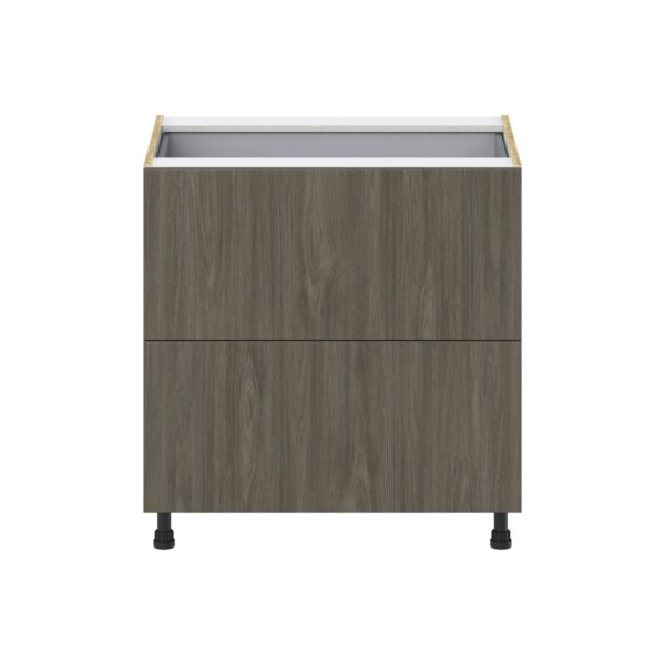 Cordyline Textured Slab Walnut Assembled Base Cabinet with 2 Drawers and 1 Inner Drawer (33 in. W X 34.5 in. H X 24 in. D)