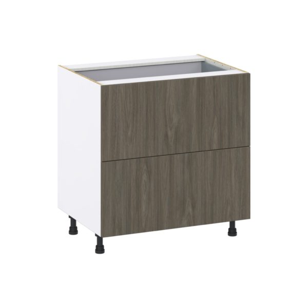 Cordyline Textured Slab Walnut Assembled Base Cabinet with 2 Drawers and 1 Inner Drawer (33 in. W X 34.5 in. H X 24 in. D)