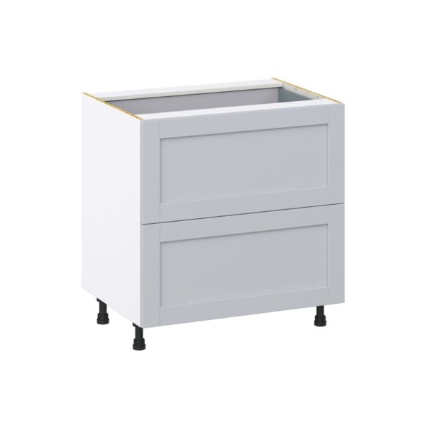 Sea Holly Light Gray  Shaker Assembled Base Cabinet with 2 Drawers and 1 Inner Drawer (33 in. W X 34.5 in. H X 24 in. D)