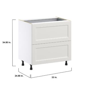 Wisteria Painted Light Gray Recessed Assembled Base Cabinet with 2 Drawers and 1 Inner Drawer (33 in. W X 34.5 in. H X 24 in. D)