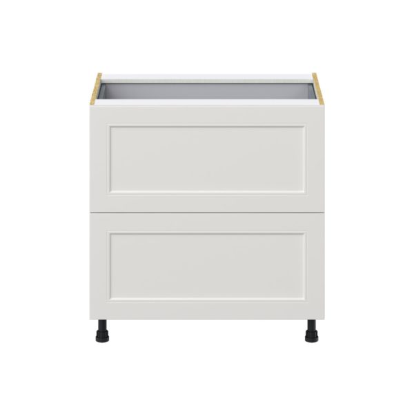 Wisteria Painted Light Gray Recessed Assembled Base Cabinet with 2 Drawers and 1 Inner Drawer (33 in. W X 34.5 in. H X 24 in. D)