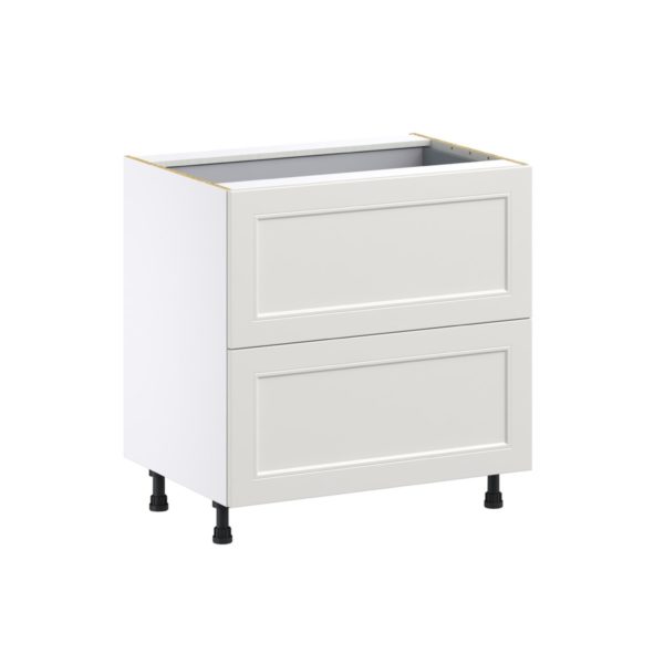 Wisteria Painted Light Gray Recessed Assembled Base Cabinet with 2 Drawers and 1 Inner Drawer (33 in. W X 34.5 in. H X 24 in. D)