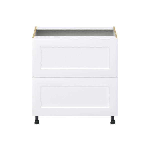 Jasmine Painted Warm White  Shaker Assembled Base Cabinet with 2 Drawers (33 in. W X 34.5 in. H X 24 in. D)