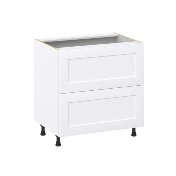 Jasmine Painted Warm White  Shaker Assembled Base Cabinet with 2 Drawers (33 in. W X 34.5 in. H X 24 in. D)