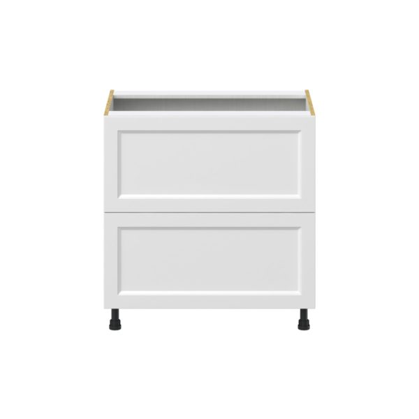 Magnolia Painted Bright White Recessed Assembled Base Cabinet with 2 Drawers (33 in. W X 34.5 in. H X 24 in. D)