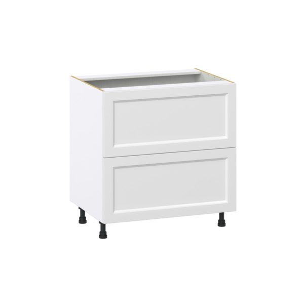 Magnolia Painted Bright White Recessed Assembled Base Cabinet with 2 Drawers (33 in. W X 34.5 in. H X 24 in. D)