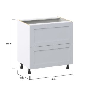 Sea Holly Light Gray  Shaker Assembled Base Cabinet with 2 Drawers (33 in. W X 34.5 in. H X 24 in. D)