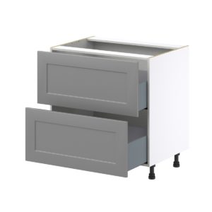 Willow Painted Slate Gray  Shaker Assembled Base Cabinet with 2 Drawers (33 in. W X 34.5 in. H X 24 in. D)