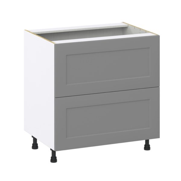 Willow Painted Slate Gray  Shaker Assembled Base Cabinet with 2 Drawers (33 in. W X 34.5 in. H X 24 in. D)