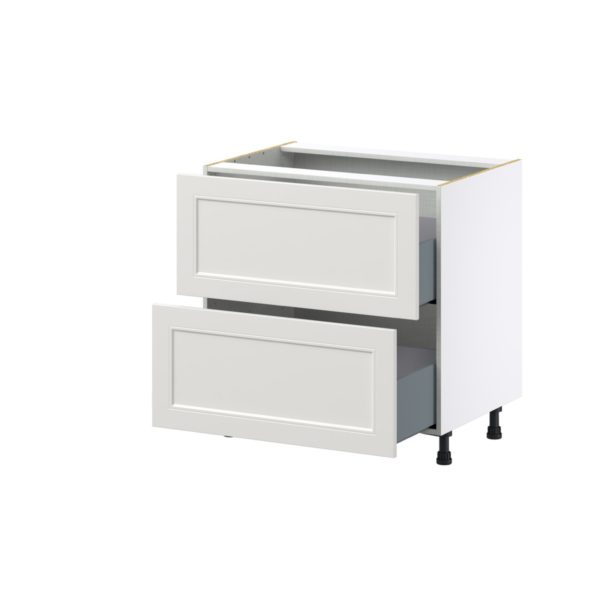 Wisteria Painted Light Gray Recessed Assembled Base Cabinet with 2 Drawers (33 in. W X 34.5 in. H X 24 in. D)